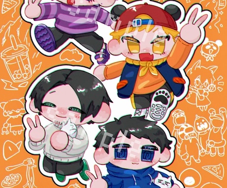 ポップで可愛いミニキャラ描きます アイコン・動画・グッズなど様々な用途に◎ イメージ2