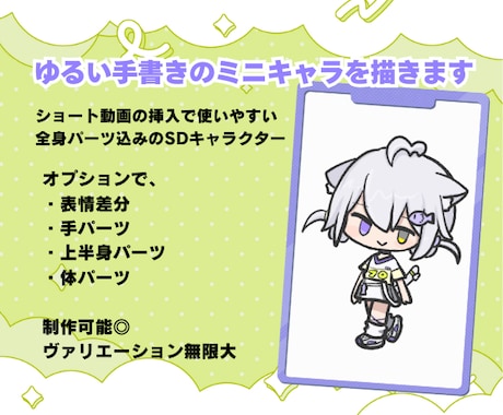 SDイラスト立ち絵やかわいいミニキャラを描きます ショート動画のアイキャッチやSNS画像、アイコン等におすすめ イメージ2