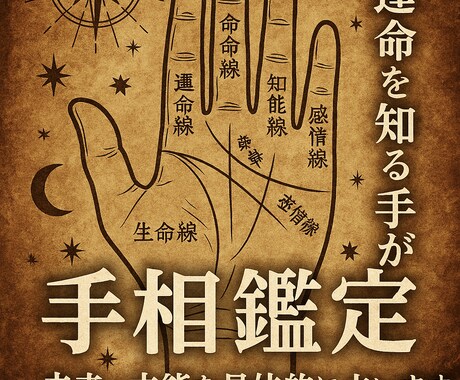 手のひらに刻まれた運命を解く◆本格手相鑑定致します 手相で恋愛の行方と相手の本音を見抜きます イメージ1