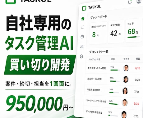 貴社オリジナルのプロジェクト管理AIを開発します 散らかった案件管理を、自社にピッタリのツールで一本化。 イメージ1