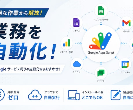 Google業務をGASで自動化します ｜毎月の繰り返し作業を、ボタン一つで自動化します イメージ1