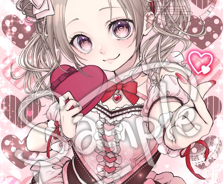 商用込◎バレンタイン量産イラスト制作します 超ラブリーな指ハートをした女の子のイラストができます！ イメージ2