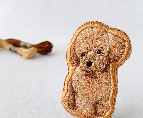 手刺繍オーダーメイド動物ブローチお作りします お写真を思い出メモリアルとして持ち歩けます イメージ2
