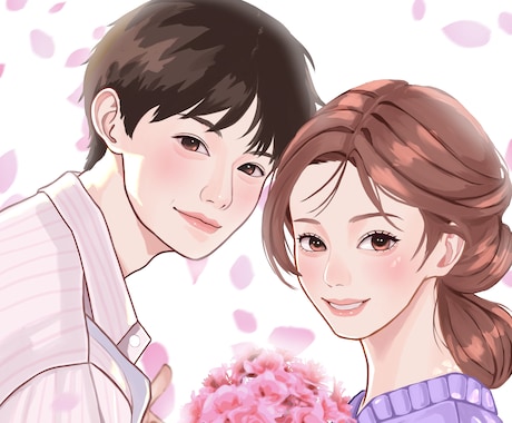商用利用OK！！素敵なカップルお描き致します 美男美女カップルお描き致します イメージ1