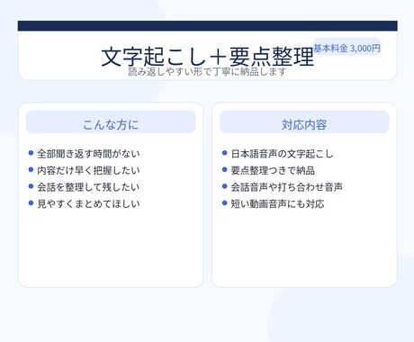 文字起こし＋要点整理をします 読み返しやすい形に整えて丁寧に納品 イメージ1