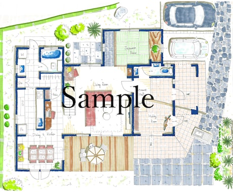 戸建て 暖かい手書き間取り図作成します プレゼンや不動産広告、今まで住んだおうちの記念などに！ イメージ1