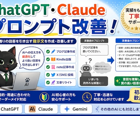 ChatGPT・Claudeのプロンプト改善します イメージ1
