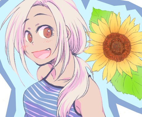 お花を添えた女の子のイラスト描きます SNSのアイコンなどにいかがでしょうか？ イメージ2