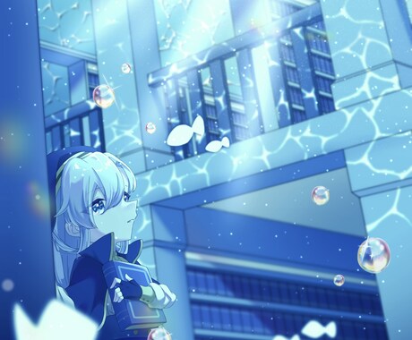 背景まで凝ったイラストを提供します アイコンや立ち絵、一枚絵など制作致します！ イメージ1