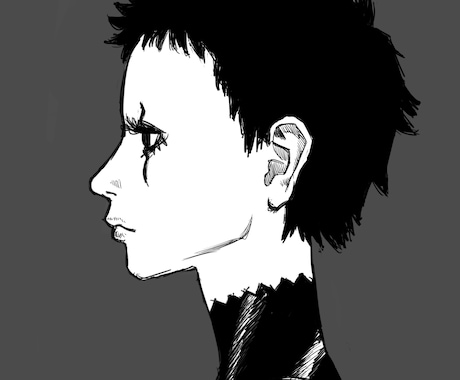 SNS・ブログのアイコンイラスト描きます ダーク系。モノクロ。ラフタッチ。 イメージ1