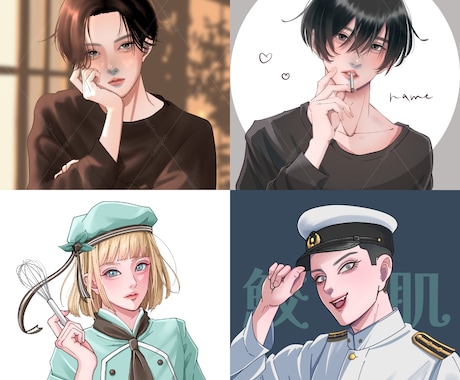 可愛い〜カッコいいまでアイコン/イラスト描きます ヘッダー/配信・動画用一枚絵/表紙・挿絵/立ち絵/プレゼント イメージ2