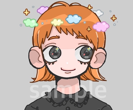 バストアップSNSアイコン描きます ポップでキラキラ 目を引くかわいいイラスト⭐️ イメージ2