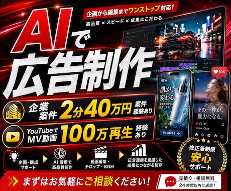 AIでスピード高クオリティでCM作成します イメージ1