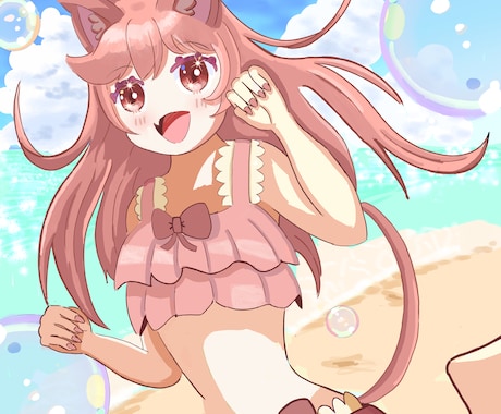可愛くて癒される女の子を描きます ケモミミ、目がキラキラした女の子得意です イメージ1