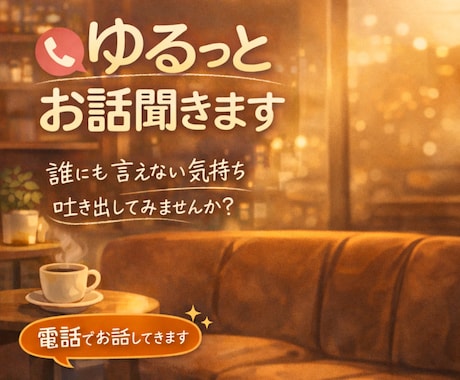 ただ話したいときに、ゆるっと聞きます 言えない想い、吐き出すだけでも心は軽くなります イメージ1
