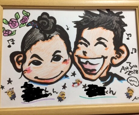 写真等で書いてほしい似顔絵やイラストを描きます 記念日のプレゼントや観賞用などに喜ばれています。 イメージ2