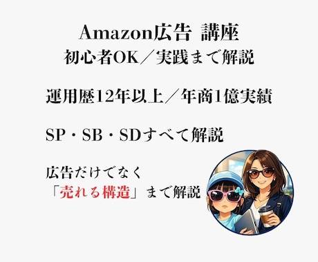 Amazon広告 レクチャー 実践まで解説します SP・SB・SD対応 売上最大化を支援 イメージ1