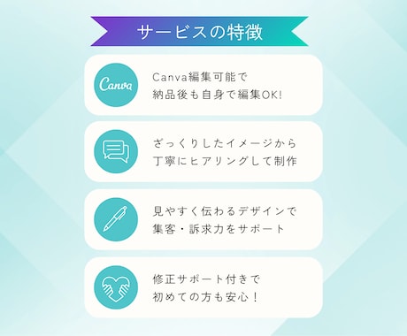 ご自身でCanva編集OK！フライヤーを制作します 丁寧なヒアリングと、伝わるデザインをお作りします。 イメージ2