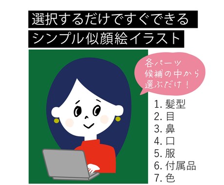 パーツを選んですぐできる!アイコンイラスト作ります 用意されたパーツから選ぶだけ! 最短1日〜のスピード納品♪ イメージ1