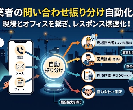建設業者の問い合わせ振り分け自動化します イメージ1