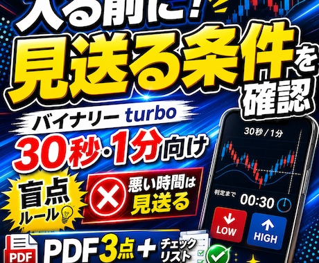 盲点バイナリーturbo手法を教えます 入る前に見送る条件まで確認する イメージ1
