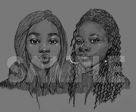 鉛筆画をデジタルで加工した似顔絵描きます SNSのアイコンやプレゼントに！ イメージ1