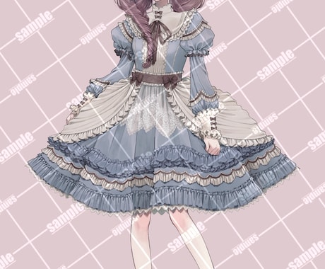女の子の立ち絵(主にロリィタ系)描きます ロリータや和装の衣装に凝ったイラストです。 イメージ2