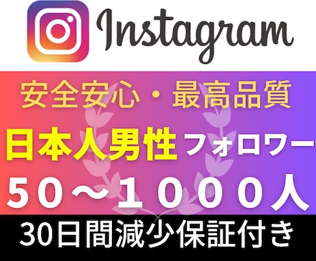インスタの日本人男性フォロワー+50人増加します Instagram日本人男性フォロワ+50人増加 イメージ1