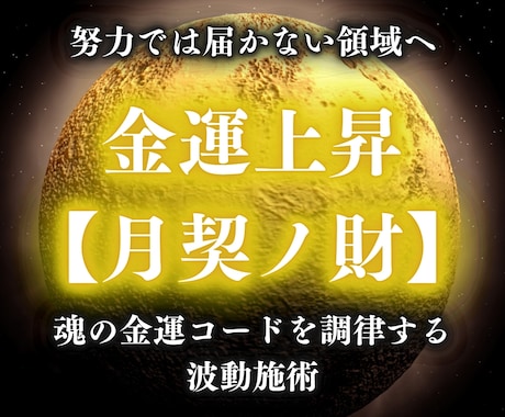 金運上昇｜魂のコードを調律し財の流れを呼び込みます 【月契ノ財】努力では届かない“魂の金運”を向上させる波動施術 イメージ1