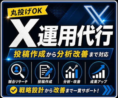 X運用を投稿作成から改善提案までまとめて代行します X・Twitter運用代行｜SNS投稿作成と分析改善まで対応 イメージ1