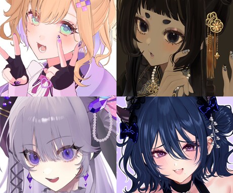 左右見切れ無し！お顔アップイラスト制作いたします ネイル、アクセサリー等小物類のデザイン出来ます！ イメージ2