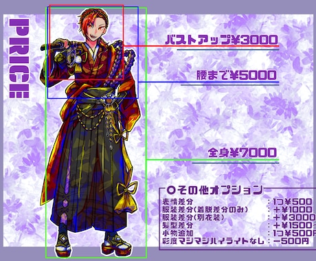 TRPG・活動用などのキャラクターデザイン承ります 極彩色の塗りが特徴的！あなた好みのキャラクターを作成します！ イメージ2