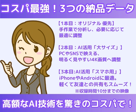 エンドロールをスマホ化！他店より綺麗!?にします BD/DVD→スマホ/当日納品！千円で最新AI画質コスパ最強 イメージ2