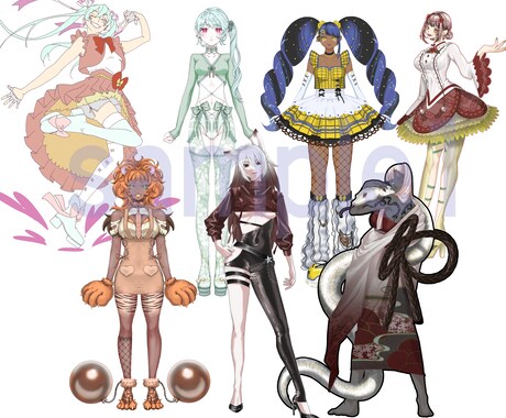 3名様限定格安！Vtuberイラスト描きます 10000円相当の表情差分5種付き！Live2d作成します！ イメージ2