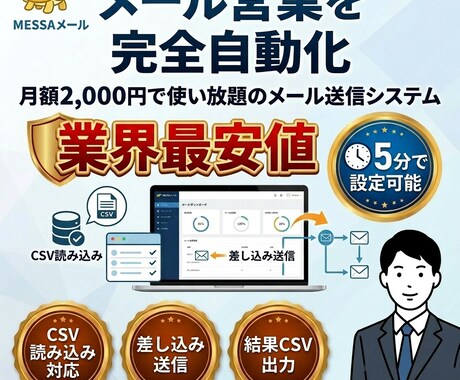 NEW「メッサメール送信」自動メールできます メール自動配信システムがこの価格で登場 イメージ1