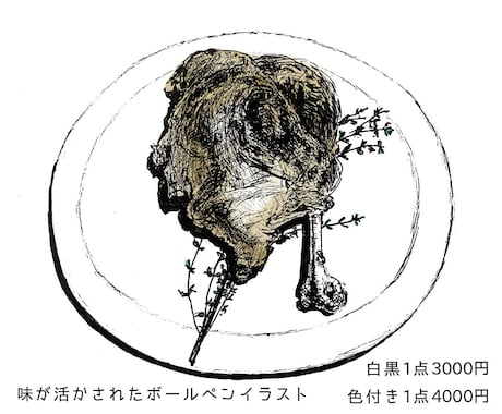 メニュー用ボールペンイラストをモノクロで描きます 手描きならではの味を活かしたレトロなボールペンイラストです！ イメージ2