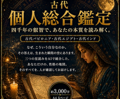 先着10名：古代占星術であなたの本質を鑑定します 性格の核、本来の姿、四元素、月の宿、裏の顔、向かう先まで イメージ1