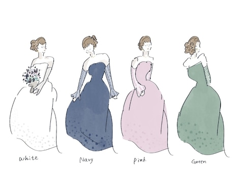 結婚式のペーパーアイテム等のイラスト描きます ウェルカムボード、ドレス当てや人物、ペーパーアイテムなど イメージ2