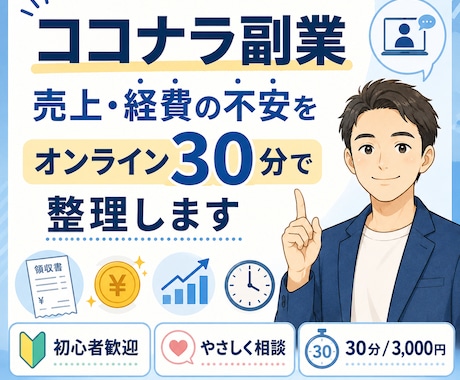 ココナラ副業｜経理整理相談（30分）のります 直接話しながら一緒に整理したい方向け イメージ1