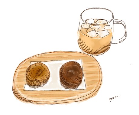 カフェなどの宣伝に使えるメニューイラストを描きます お店のメニューやPOP、SNS等で使えるイラスト作成します イメージ1
