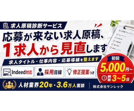 応募が来ない求人原稿、1件からプロが見直します 応募ボタンが押されない理由を診断します イメージ1