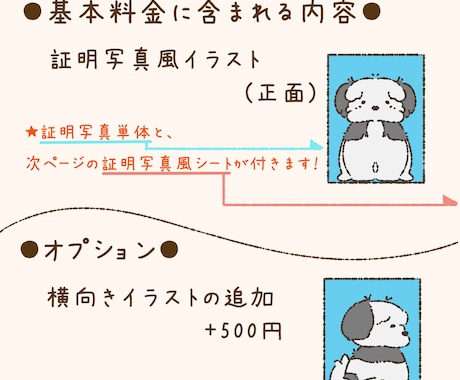 うちの子証明写真風イラスト作成します 愛犬のイラスト化や、プレゼントなどにいかがでしょうか？ イメージ2