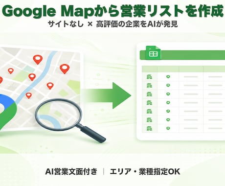 Web制作向けGoogleMap営業リスト作ります HP未開設の高評価店舗をAIで自動リストアップ イメージ1