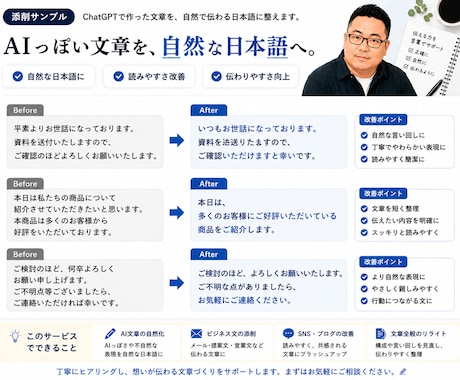 ChatGPT文章を自然な日本語に修正します 文書添削・校正能力に自信あります！ イメージ2