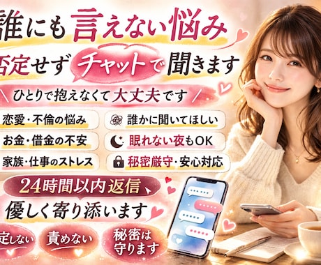 誰にも言えない話否定せず聞きます 即日返信！一人で抱え込まなくて大丈夫だよ イメージ2