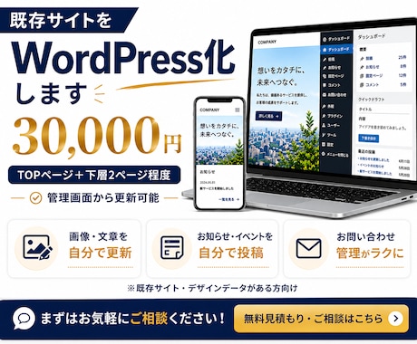 既存サイトをWordPress化いたします イメージ1