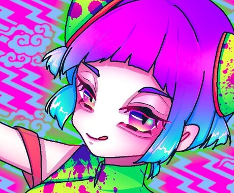 SNSアイコン！ネオンカラー風イラスト描きます アイコンサイズ正方形のイラストを描きます！ イメージ2