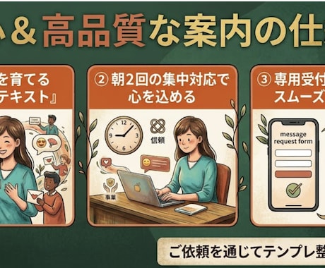 丁寧で温かいチャット・メッセージ案内します 冷たいテンプレ脱却！丁寧な案内であなたのサービスの信頼度UP イメージ2