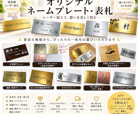 表札、看板、事業プレートを作成します 高品質、即納、サイズ、デザイン自由。何でも作ります。 イメージ1