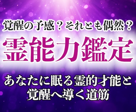 30年の霊視経験による【本格霊能力鑑定】を行います 霊感・霊力・スピリチュアル能力の覚醒度と霊的体質を本格鑑定 イメージ1